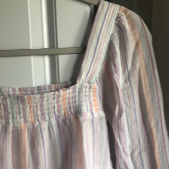 Cotton Gauze Square Neck Smocked Blouse - Picture 2 of 7